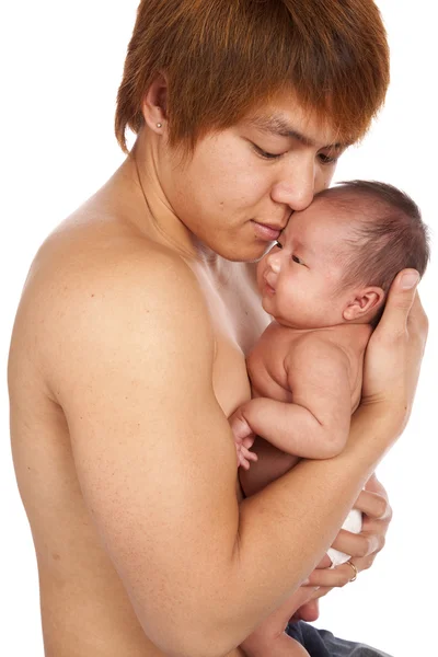 Father holding on to his new baby — Stock Photo, Image