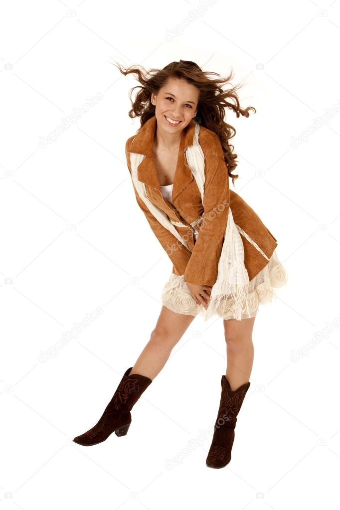 woman holding skirt