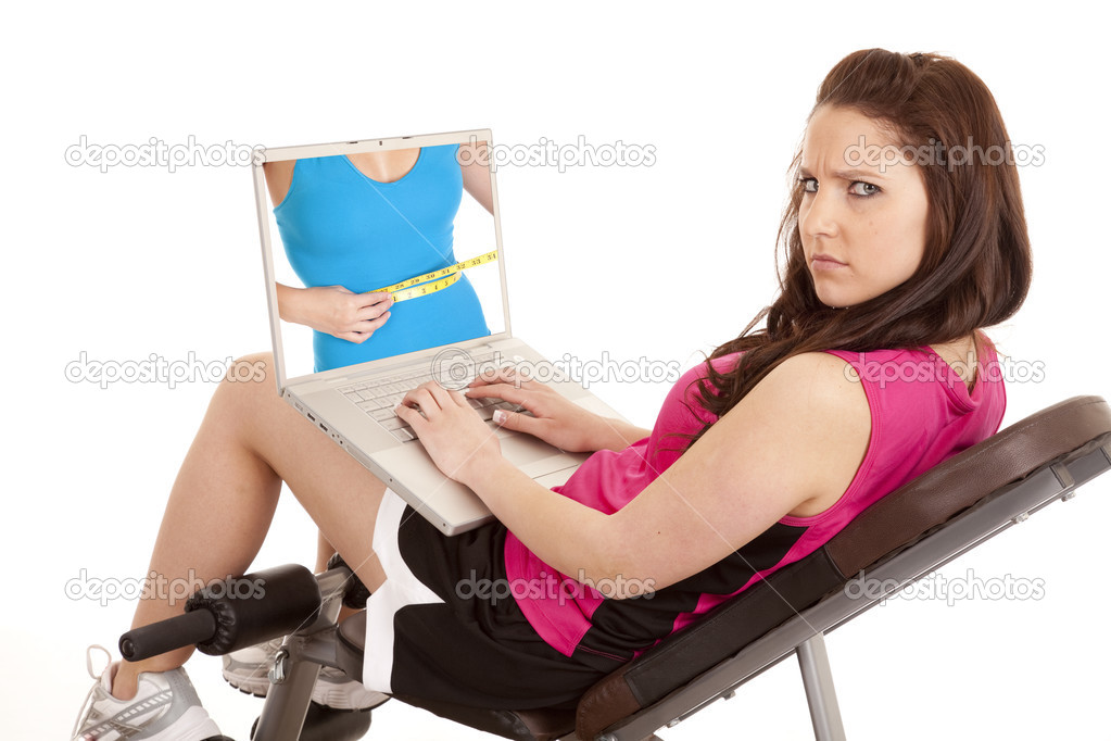 Woman fitness mad at screen