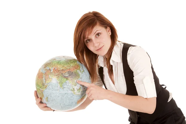 Point globe finger — Stock Photo, Image