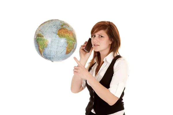 Talking phone globe — Stock Photo, Image