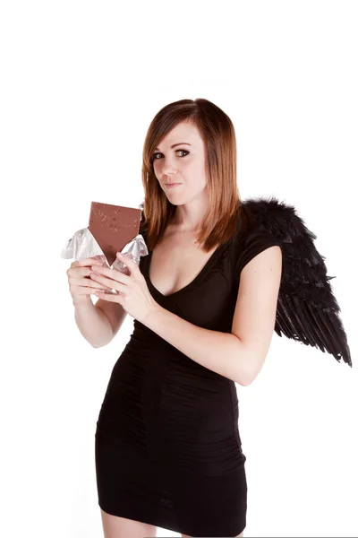 Žena s černými křídly — Stock fotografie