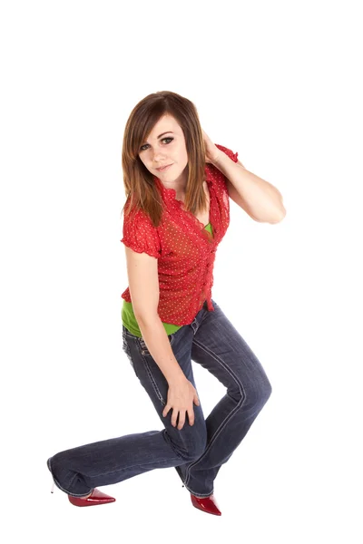 Woman red top — Stock Photo, Image