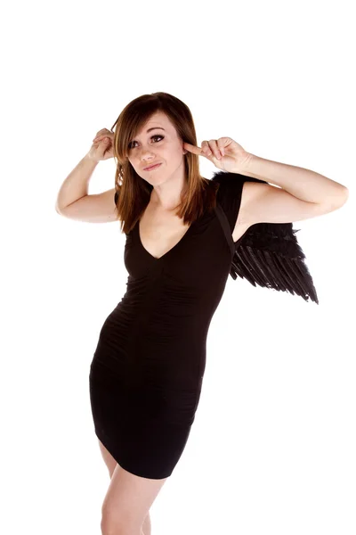 Woman with black wings — Stock Photo, Image