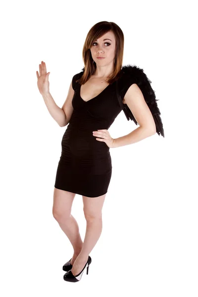 Žena s černými křídly — Stock fotografie