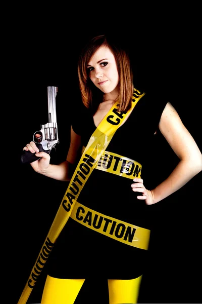 Pistola de precaución mujer —  Fotos de Stock