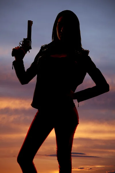 Silhouette kvinde med pistol - Stock-foto