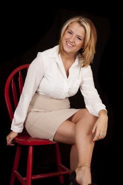 gülümseme oturmak sandalye kırmızı