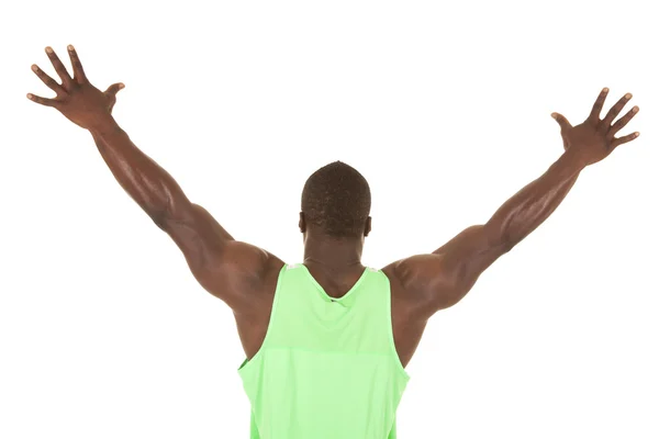 Strong man arms up back — Stock Photo, Image