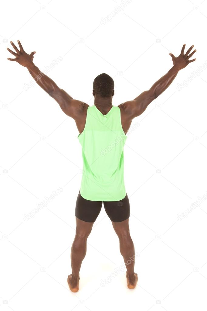 Strong man arms stretched out back Stock Photo by ©alanpoulson