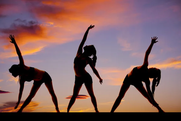 Silhouette woman fitness dance treo — Stock Photo, Image
