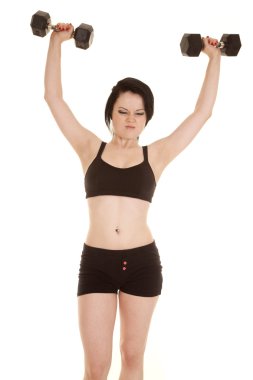 zor kadın fitness siyah kıyafeti ağırlık