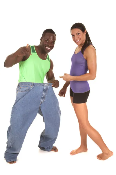 Man lost weight big pants — Stock Photo, Image