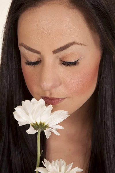 Close eyes flower smell — Stock Photo, Image