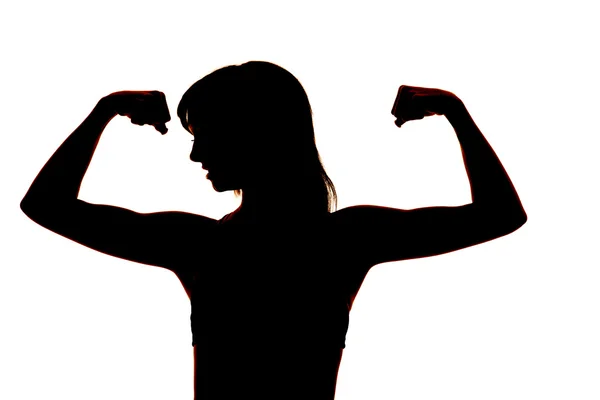 Silhouet van een vrouw fitness flex sluiten — Stockfoto