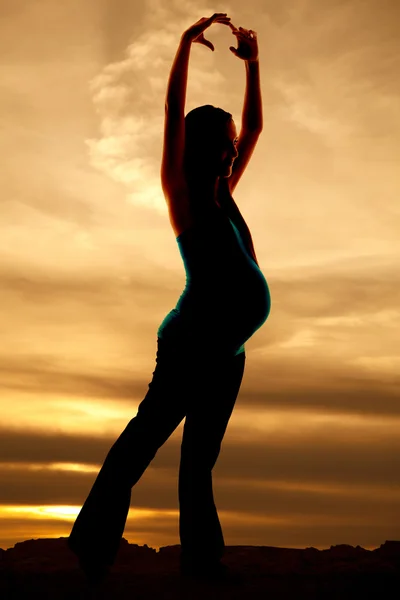 Silhouette pregnant dance — Stock Photo, Image