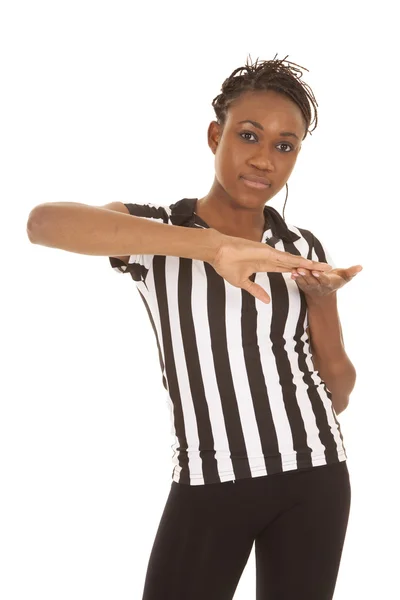 Referee woman making sign — Stock Photo, Image