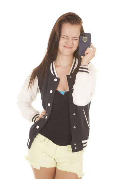 Teen girl frustrated with cell phone. — Stock Photo, Image