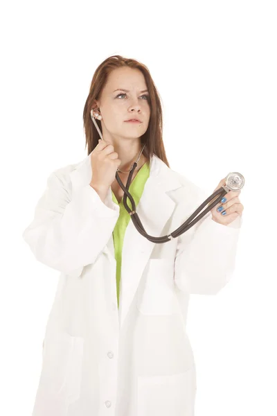 Segurando estetoscópio médico menina — Fotografia de Stock