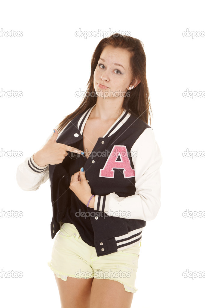 Girl pointing to the letter