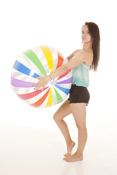 Legrační obličej beach ball — Stock fotografie