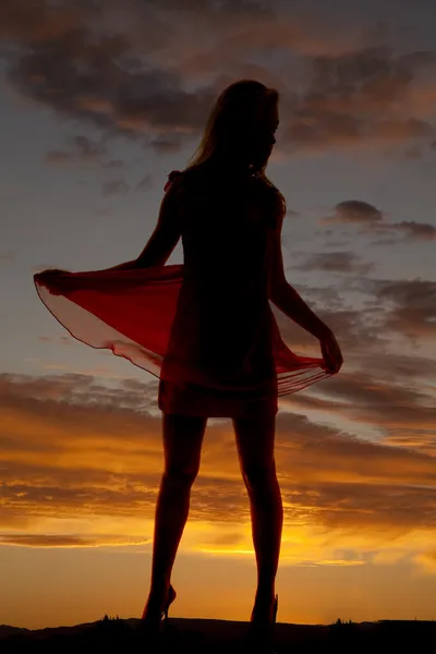 Silhueta de uma mulher em um vestido fino — Fotografia de Stock