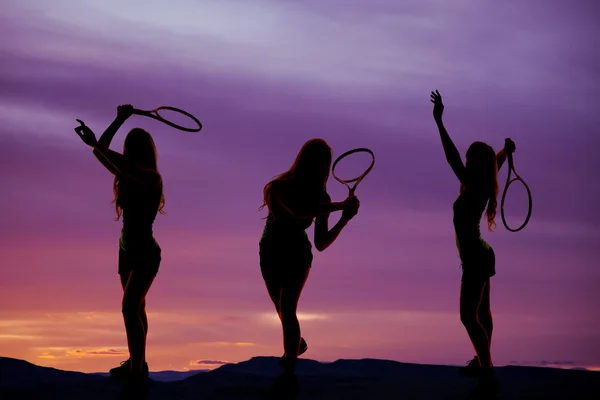 Mujer silueta de tenis tres — Foto de Stock