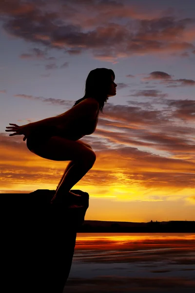 Silueta mujer salto — Foto de Stock