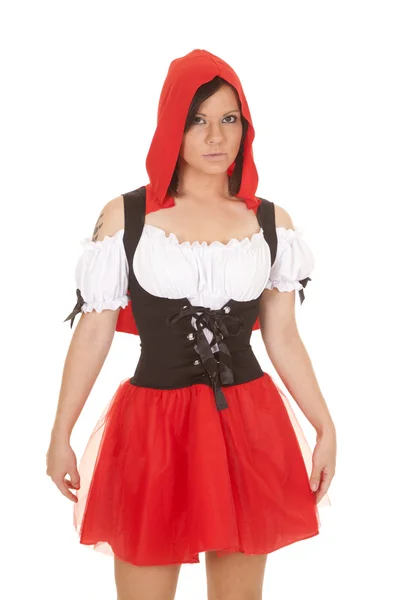 Woman red riding hood serious — Stock Photo, Image