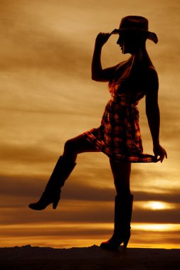 siluet cowgirl basamak yukarı