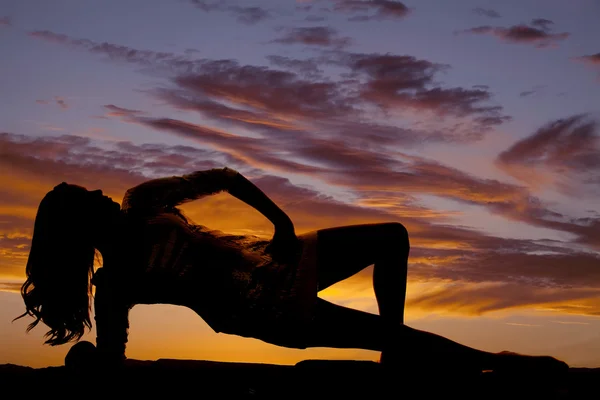 Woman silhouette lay side look up — Stock Photo, Image