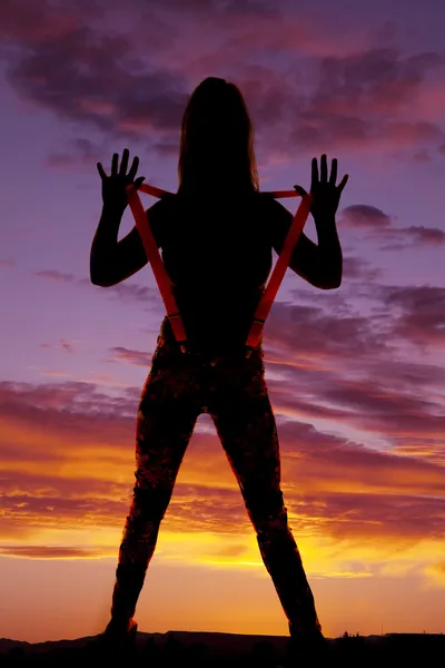 Mujer sostener tirantes silueta — Foto de Stock