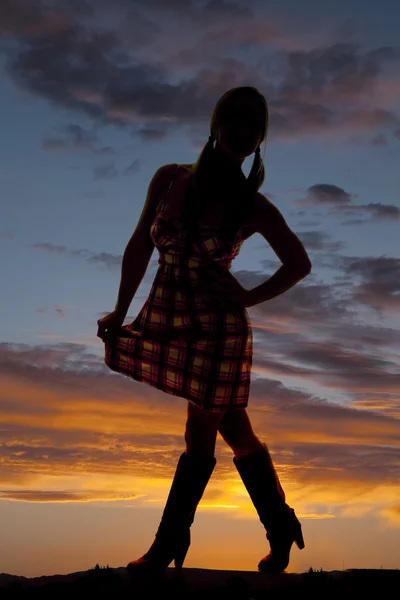 Femme silhouette bottes de cowgirl — Photo
