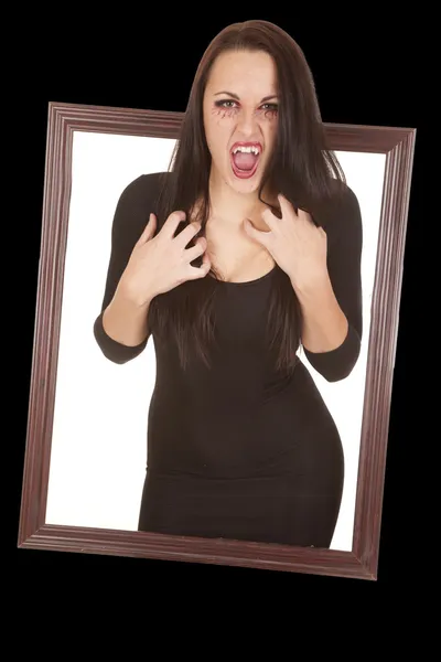 Vampire come out window hands chest — Stock Photo, Image