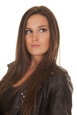 kadın siyah ceket ciddi kapatın