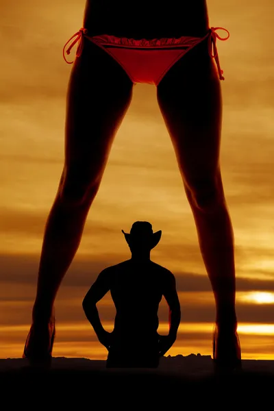 Silhouette woman legs bikini front — Stock Photo, Image