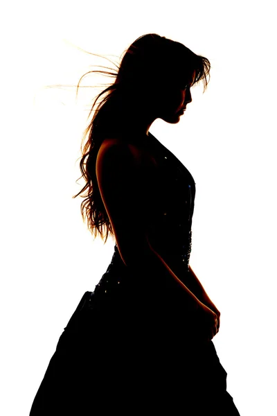 Donna silhouette abito formale vicino — Foto Stock