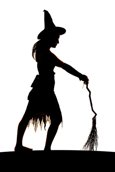 Silhouette woman witch face side — Stock Photo, Image