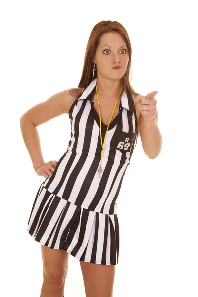 Woman referee signs point — Stock Photo, Image