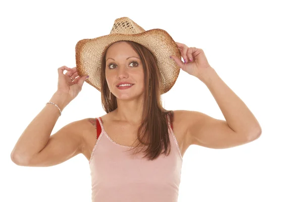 Γυναίκα καουμπόισσα καπέλο κατέχουν δύο πλευρές — Φωτογραφία Αρχείου