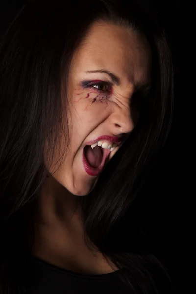 여자 뱀파이어 치열 한 모습 — 스톡 사진
