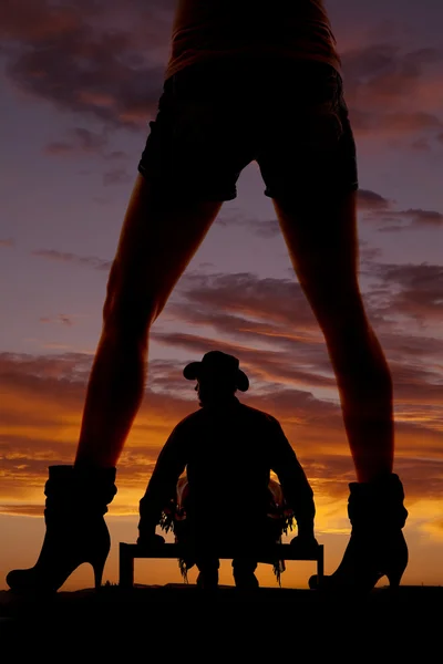 Silhouette woman legs heels shorts — Stock Photo, Image