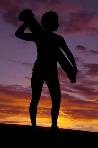 Silhouette woman with towel — Stock Photo, Image