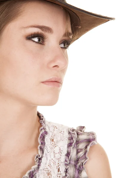 Cappello donna viola plaid close look side — Foto Stock