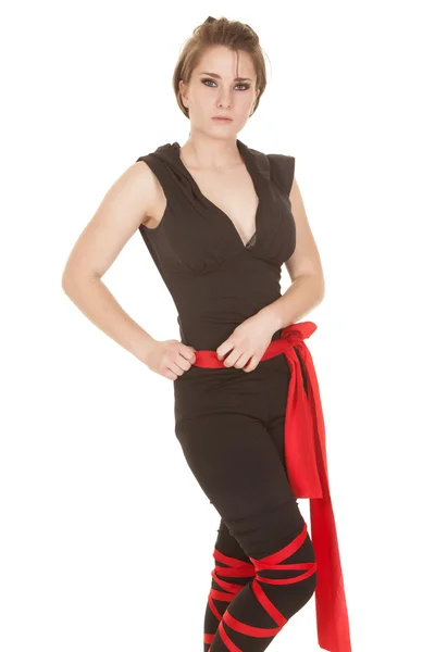 Woman ninja stand look — Stock Photo, Image