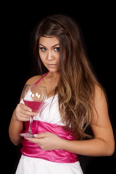 Žena formální sklenice na víno drží vzhled — Stock fotografie