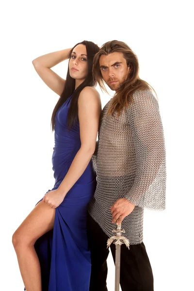 Couple chain mail leg looking — Stock Photo, Image