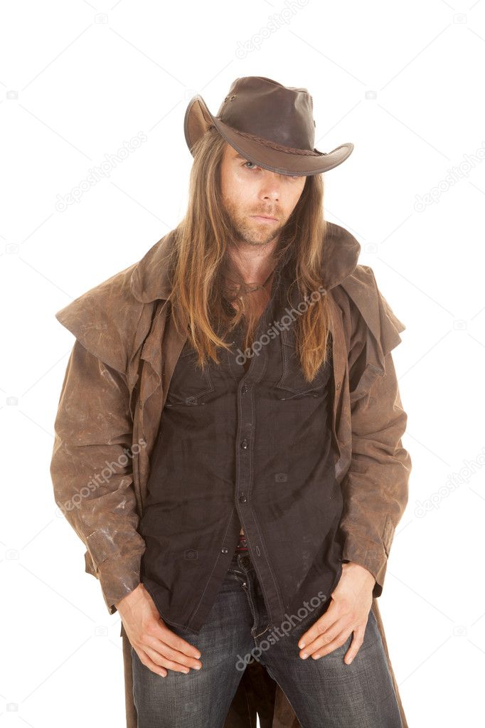 cowboy duster long hair serious