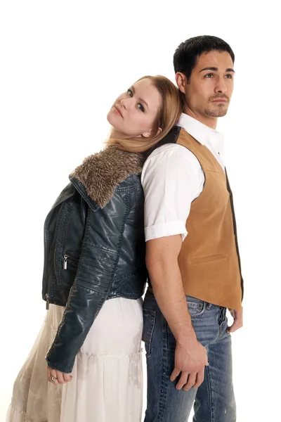 Couple jacket and vest back to back — Stock Photo, Image