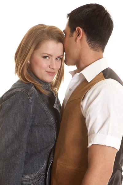 Couple western look face each other she look — Stock Photo, Image